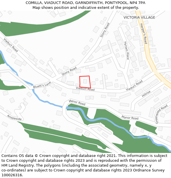COMILLA, VIADUCT ROAD, GARNDIFFAITH, PONTYPOOL, NP4 7PA: Location map and indicative extent of plot