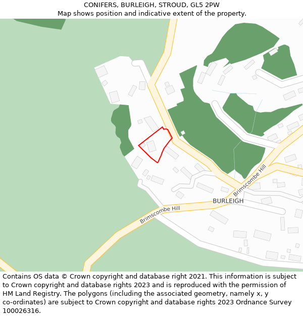 CONIFERS, BURLEIGH, STROUD, GL5 2PW: Location map and indicative extent of plot