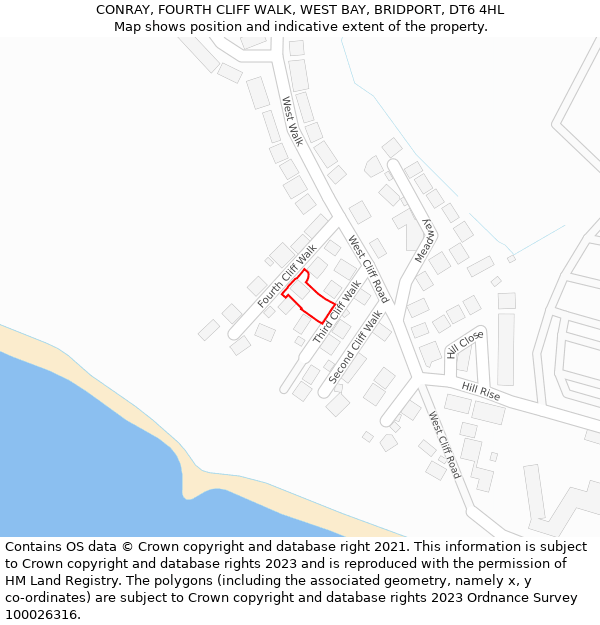 CONRAY, FOURTH CLIFF WALK, WEST BAY, BRIDPORT, DT6 4HL: Location map and indicative extent of plot