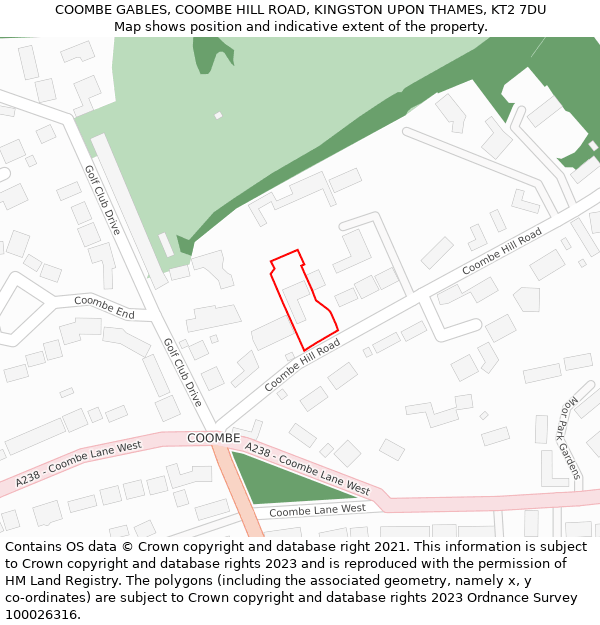 COOMBE GABLES, COOMBE HILL ROAD, KINGSTON UPON THAMES, KT2 7DU: Location map and indicative extent of plot