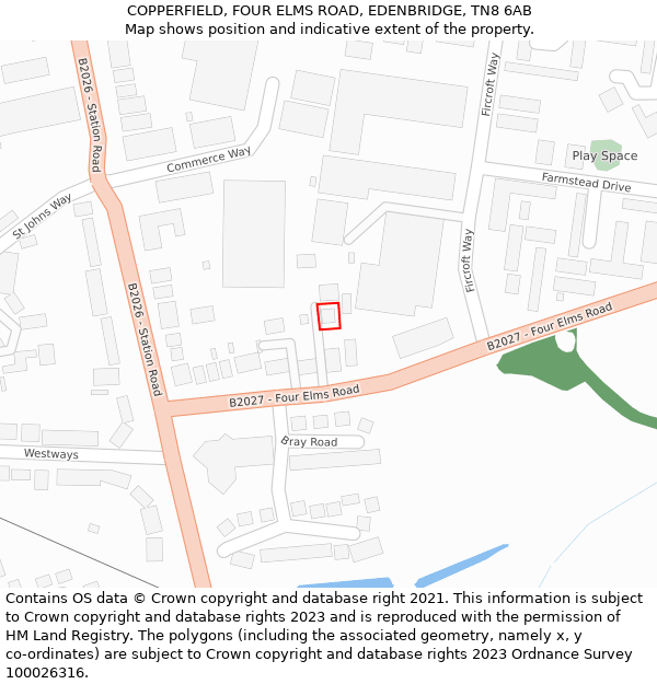 COPPERFIELD, FOUR ELMS ROAD, EDENBRIDGE, TN8 6AB: Location map and indicative extent of plot