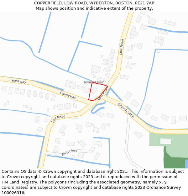 COPPERFIELD, LOW ROAD, WYBERTON, BOSTON, PE21 7AP: Location map and indicative extent of plot