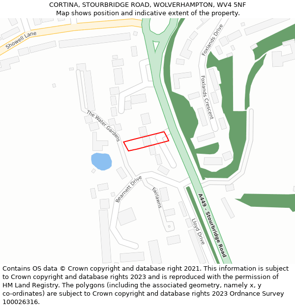 CORTINA, STOURBRIDGE ROAD, WOLVERHAMPTON, WV4 5NF: Location map and indicative extent of plot
