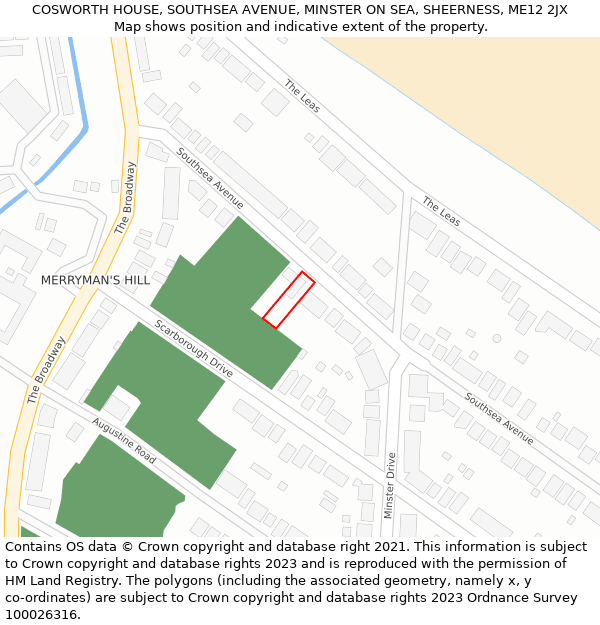 COSWORTH HOUSE, SOUTHSEA AVENUE, MINSTER ON SEA, SHEERNESS, ME12 2JX: Location map and indicative extent of plot