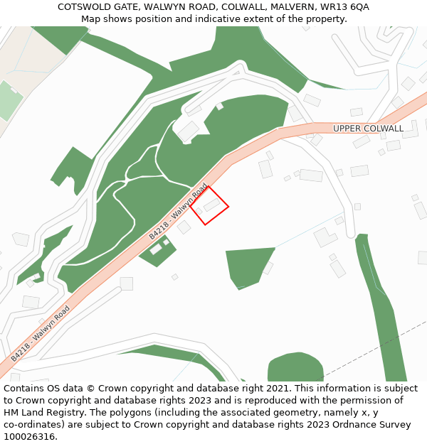 COTSWOLD GATE, WALWYN ROAD, COLWALL, MALVERN, WR13 6QA: Location map and indicative extent of plot