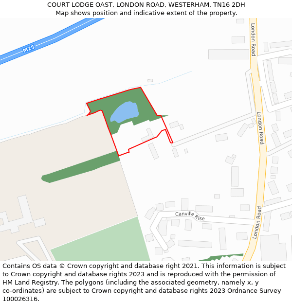 COURT LODGE OAST, LONDON ROAD, WESTERHAM, TN16 2DH: Location map and indicative extent of plot