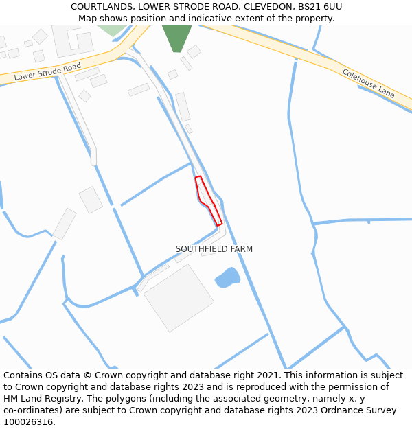 COURTLANDS, LOWER STRODE ROAD, CLEVEDON, BS21 6UU: Location map and indicative extent of plot