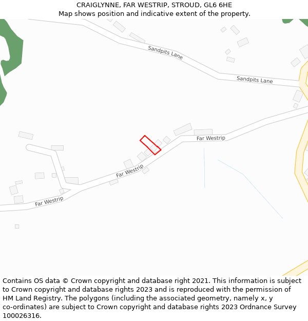 CRAIGLYNNE, FAR WESTRIP, STROUD, GL6 6HE: Location map and indicative extent of plot