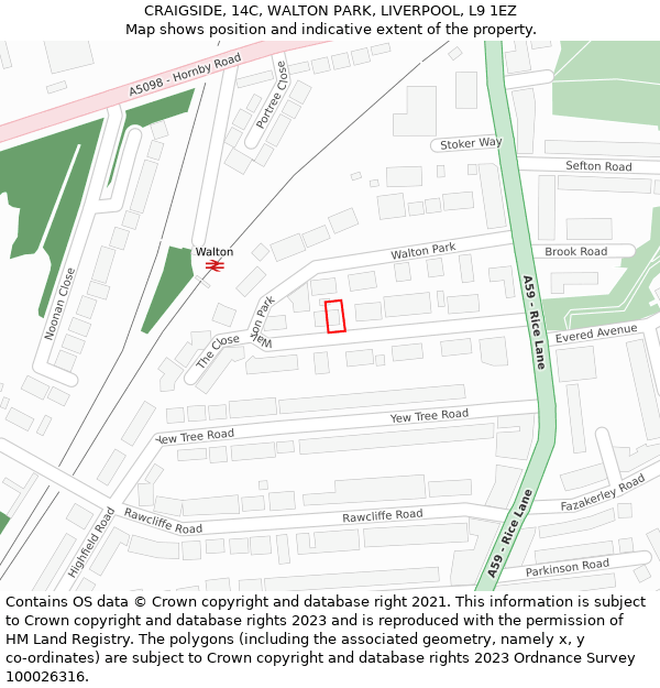 CRAIGSIDE, 14C, WALTON PARK, LIVERPOOL, L9 1EZ: Location map and indicative extent of plot
