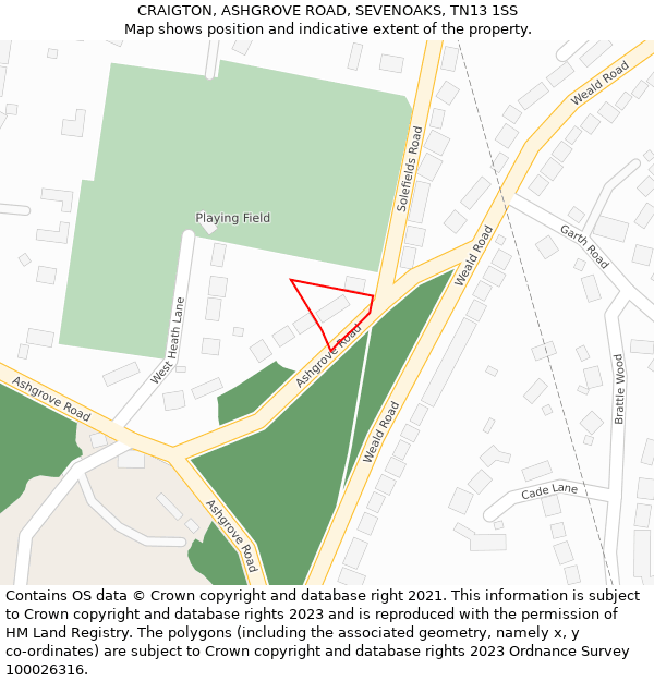 CRAIGTON, ASHGROVE ROAD, SEVENOAKS, TN13 1SS: Location map and indicative extent of plot