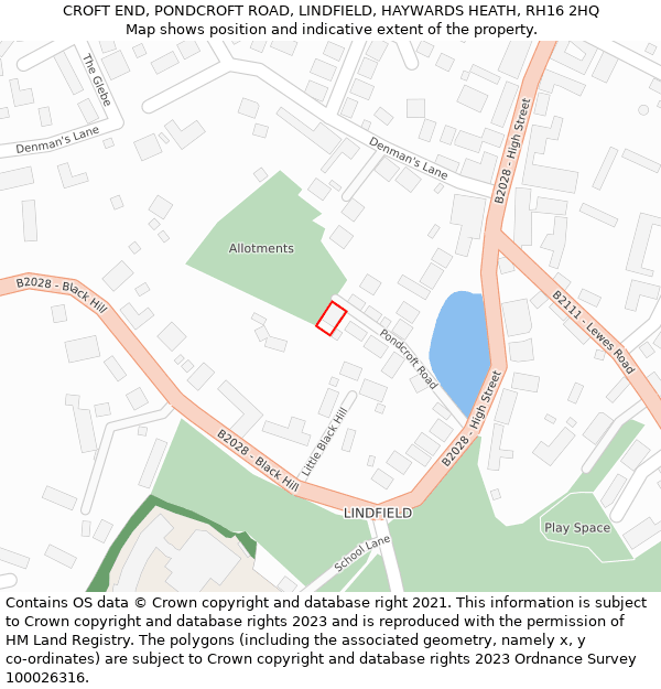 CROFT END, PONDCROFT ROAD, LINDFIELD, HAYWARDS HEATH, RH16 2HQ: Location map and indicative extent of plot