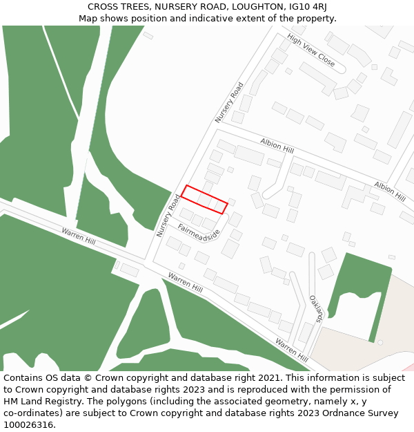 CROSS TREES, NURSERY ROAD, LOUGHTON, IG10 4RJ: Location map and indicative extent of plot