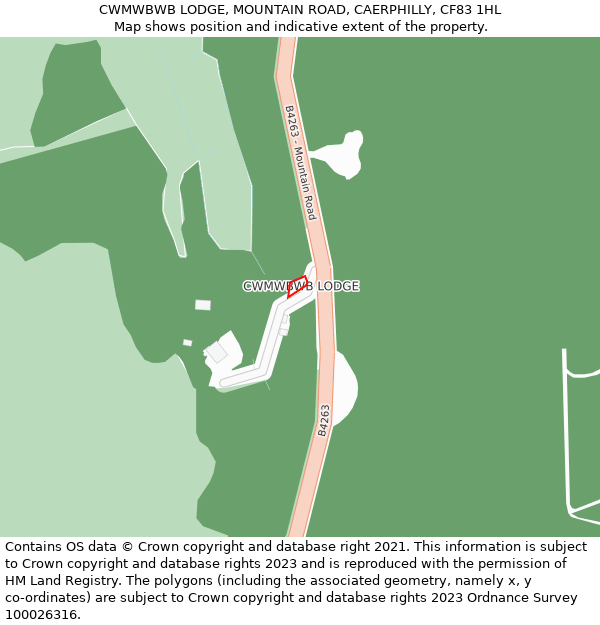 CWMWBWB LODGE, MOUNTAIN ROAD, CAERPHILLY, CF83 1HL: Location map and indicative extent of plot