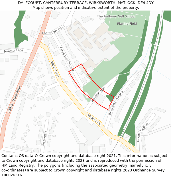 DALECOURT, CANTERBURY TERRACE, WIRKSWORTH, MATLOCK, DE4 4DY: Location map and indicative extent of plot