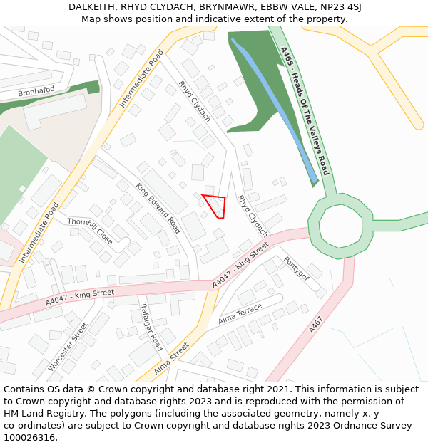 DALKEITH, RHYD CLYDACH, BRYNMAWR, EBBW VALE, NP23 4SJ: Location map and indicative extent of plot