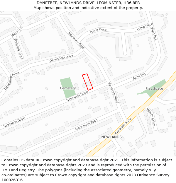 DANETREE, NEWLANDS DRIVE, LEOMINSTER, HR6 8PR: Location map and indicative extent of plot