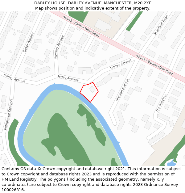 DARLEY HOUSE, DARLEY AVENUE, MANCHESTER, M20 2XE: Location map and indicative extent of plot