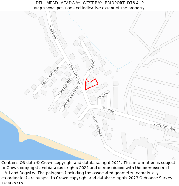 DELL MEAD, MEADWAY, WEST BAY, BRIDPORT, DT6 4HP: Location map and indicative extent of plot