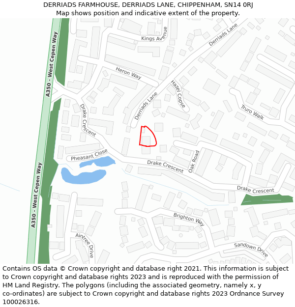 DERRIADS FARMHOUSE, DERRIADS LANE, CHIPPENHAM, SN14 0RJ: Location map and indicative extent of plot