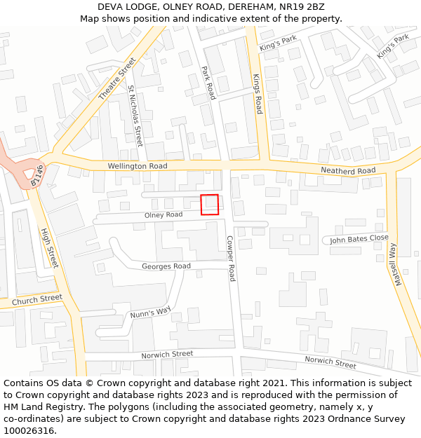 DEVA LODGE, OLNEY ROAD, DEREHAM, NR19 2BZ: Location map and indicative extent of plot