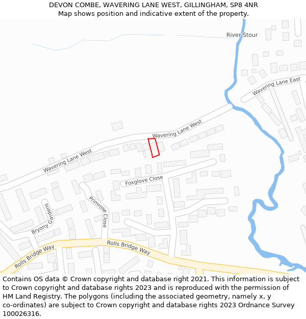 DEVON COMBE, WAVERING LANE WEST, GILLINGHAM, SP8 4NR: Location map and indicative extent of plot
