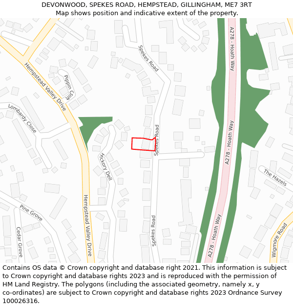 DEVONWOOD, SPEKES ROAD, HEMPSTEAD, GILLINGHAM, ME7 3RT: Location map and indicative extent of plot