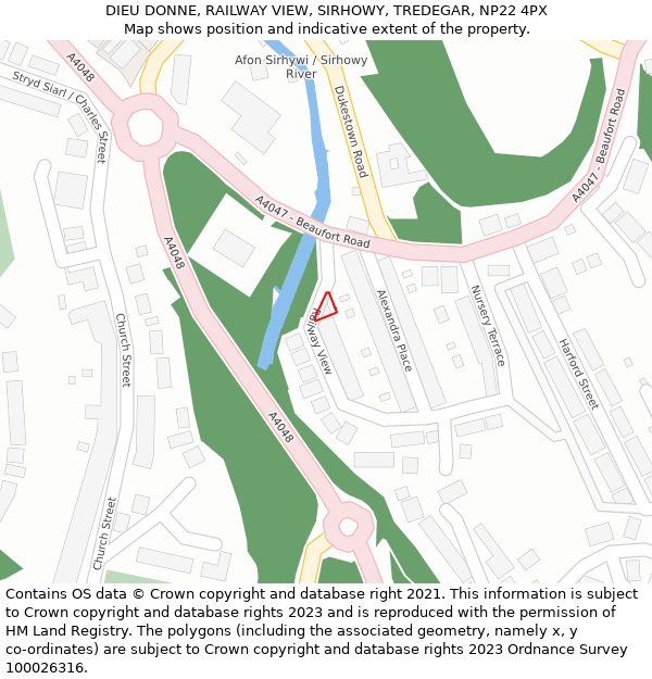 DIEU DONNE, RAILWAY VIEW, SIRHOWY, TREDEGAR, NP22 4PX: Location map and indicative extent of plot