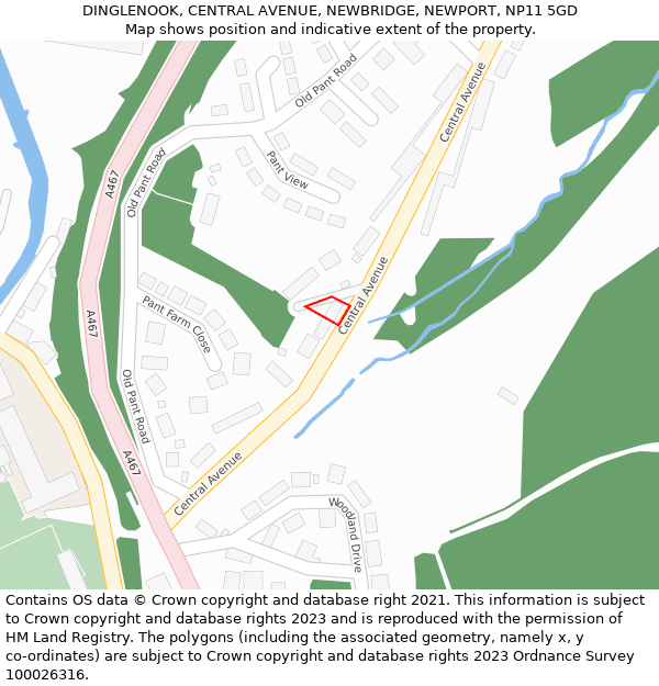 DINGLENOOK, CENTRAL AVENUE, NEWBRIDGE, NEWPORT, NP11 5GD: Location map and indicative extent of plot