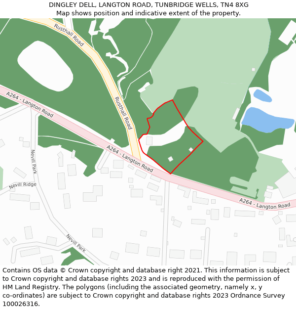 DINGLEY DELL, LANGTON ROAD, TUNBRIDGE WELLS, TN4 8XG: Location map and indicative extent of plot