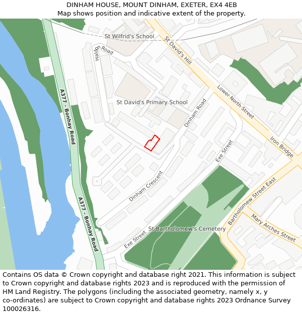 DINHAM HOUSE, MOUNT DINHAM, EXETER, EX4 4EB: Location map and indicative extent of plot
