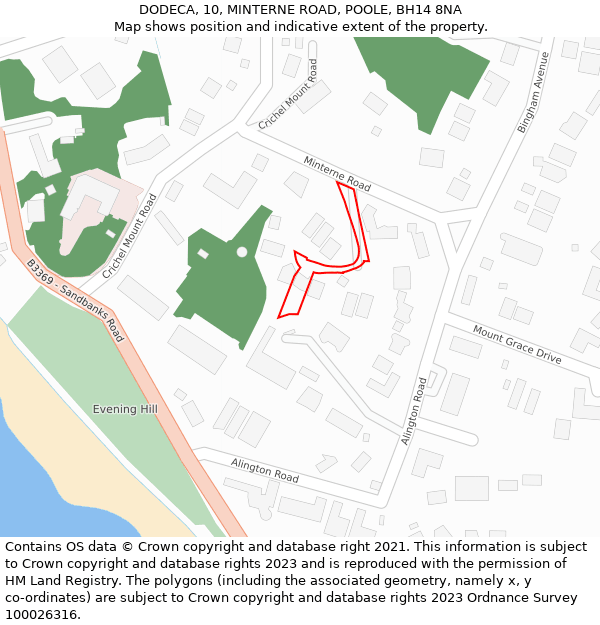 DODECA, 10, MINTERNE ROAD, POOLE, BH14 8NA: Location map and indicative extent of plot