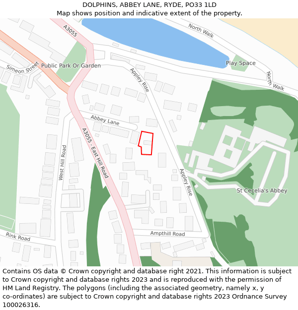 DOLPHINS, ABBEY LANE, RYDE, PO33 1LD: Location map and indicative extent of plot