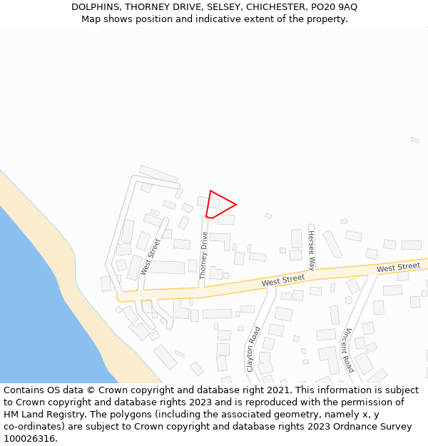 DOLPHINS, THORNEY DRIVE, SELSEY, CHICHESTER, PO20 9AQ: Location map and indicative extent of plot