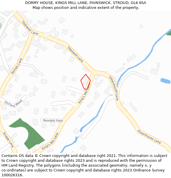 DORMY HOUSE, KINGS MILL LANE, PAINSWICK, STROUD, GL6 6SA: Location map and indicative extent of plot