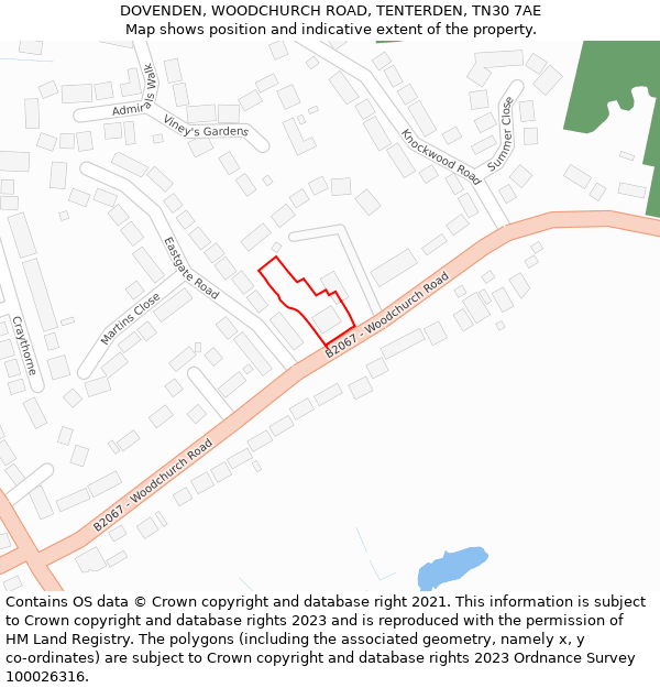 DOVENDEN, WOODCHURCH ROAD, TENTERDEN, TN30 7AE: Location map and indicative extent of plot