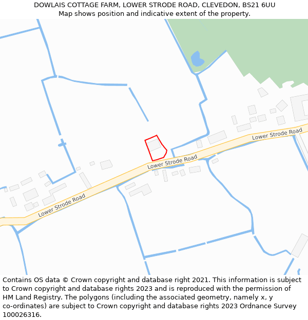 DOWLAIS COTTAGE FARM, LOWER STRODE ROAD, CLEVEDON, BS21 6UU: Location map and indicative extent of plot