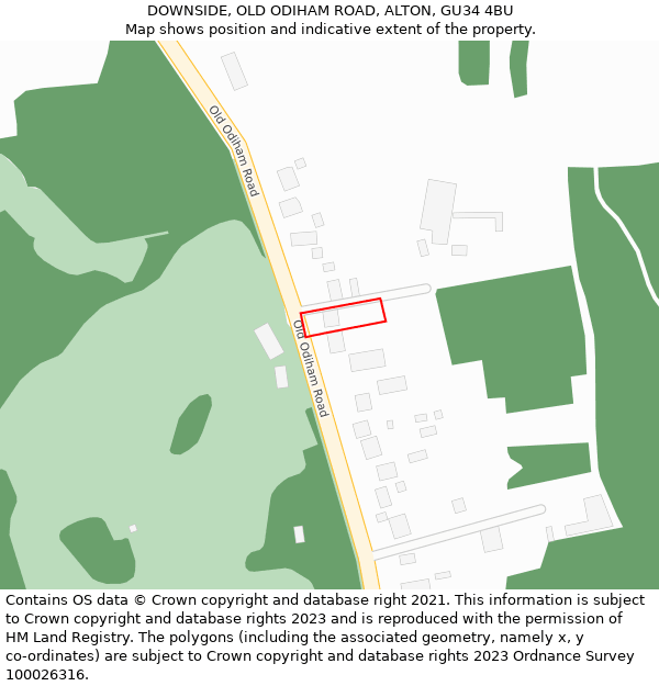 DOWNSIDE, OLD ODIHAM ROAD, ALTON, GU34 4BU: Location map and indicative extent of plot