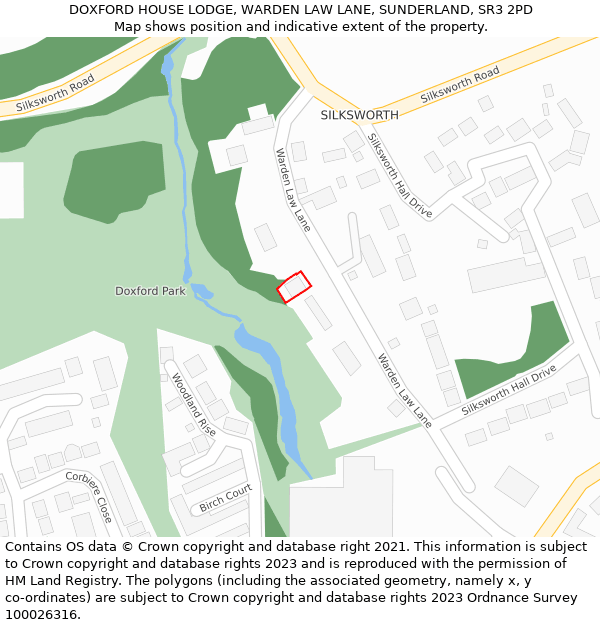 DOXFORD HOUSE LODGE, WARDEN LAW LANE, SUNDERLAND, SR3 2PD: Location map and indicative extent of plot