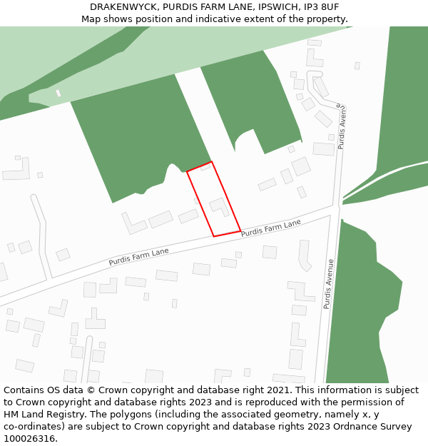 DRAKENWYCK, PURDIS FARM LANE, IPSWICH, IP3 8UF: Location map and indicative extent of plot
