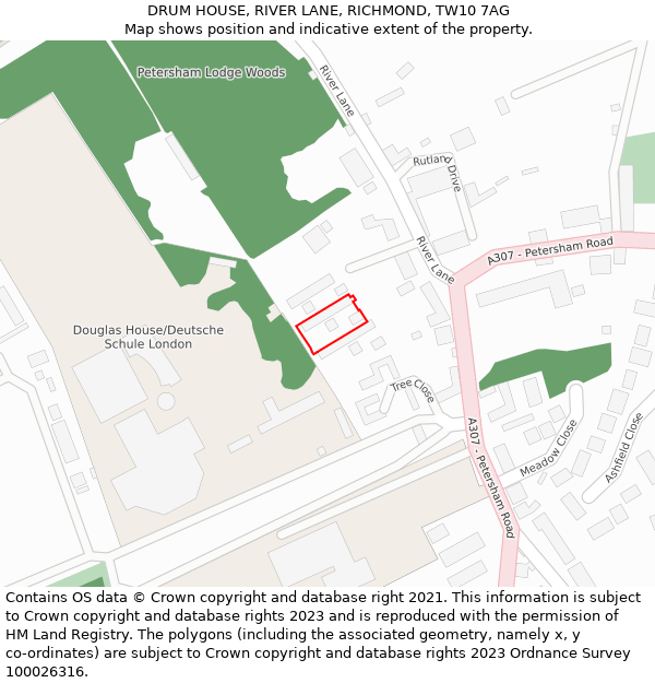 DRUM HOUSE, RIVER LANE, RICHMOND, TW10 7AG: Location map and indicative extent of plot
