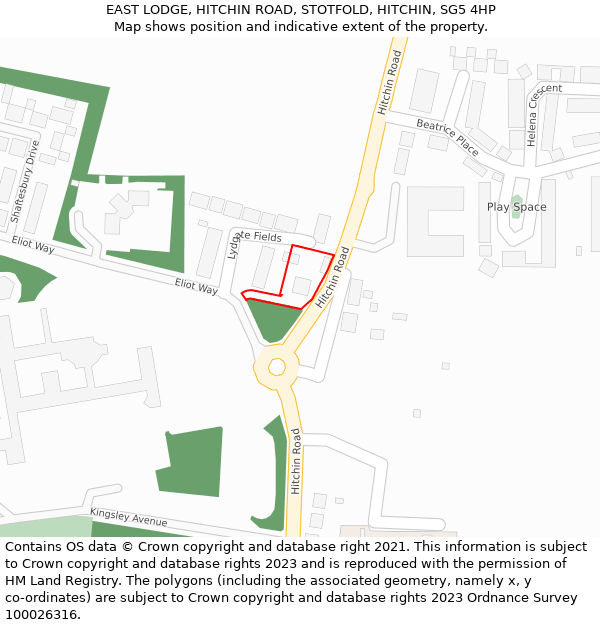 EAST LODGE, HITCHIN ROAD, STOTFOLD, HITCHIN, SG5 4HP: Location map and indicative extent of plot