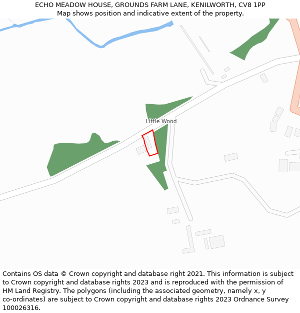 ECHO MEADOW HOUSE, GROUNDS FARM LANE, KENILWORTH, CV8 1PP: Location map and indicative extent of plot