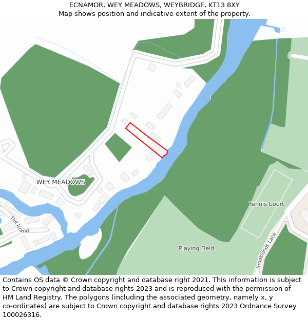 ECNAMOR, WEY MEADOWS, WEYBRIDGE, KT13 8XY: Location map and indicative extent of plot