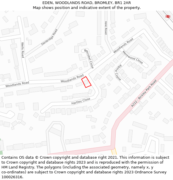 EDEN, WOODLANDS ROAD, BROMLEY, BR1 2AR: Location map and indicative extent of plot