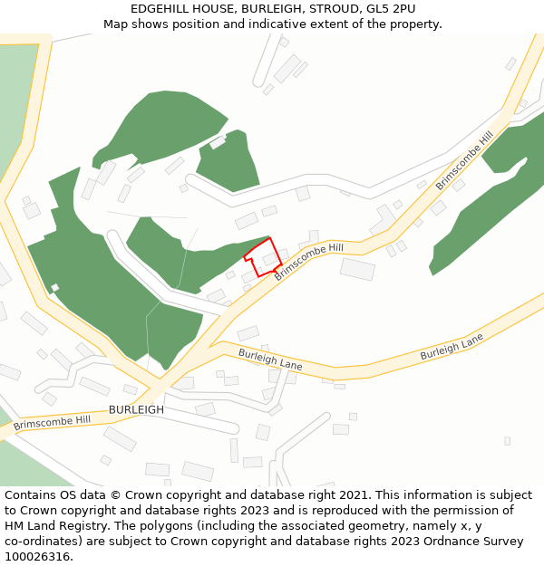 EDGEHILL HOUSE, BURLEIGH, STROUD, GL5 2PU: Location map and indicative extent of plot