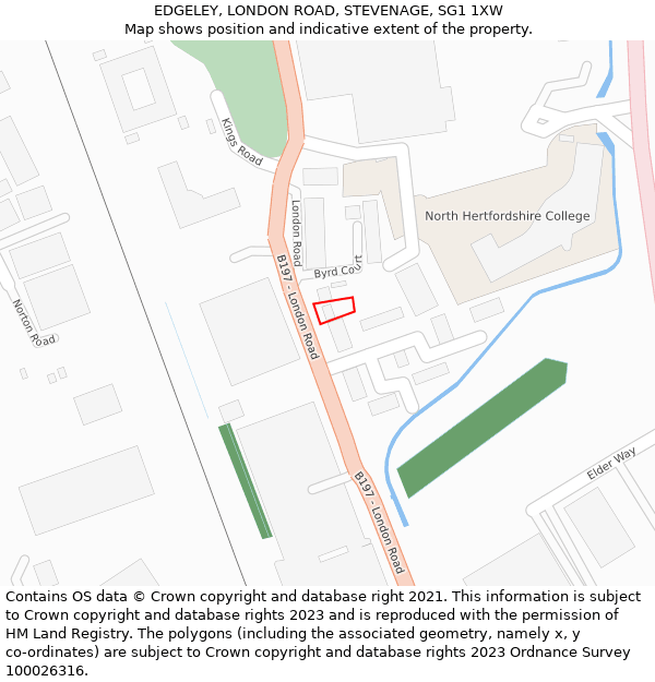 EDGELEY, LONDON ROAD, STEVENAGE, SG1 1XW: Location map and indicative extent of plot