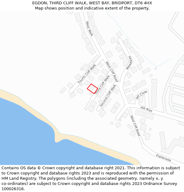 EGDON, THIRD CLIFF WALK, WEST BAY, BRIDPORT, DT6 4HX: Location map and indicative extent of plot