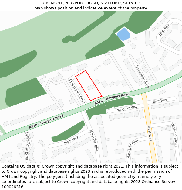 EGREMONT, NEWPORT ROAD, STAFFORD, ST16 1DH: Location map and indicative extent of plot