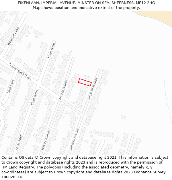 EIKENLAAN, IMPERIAL AVENUE, MINSTER ON SEA, SHEERNESS, ME12 2HG: Location map and indicative extent of plot