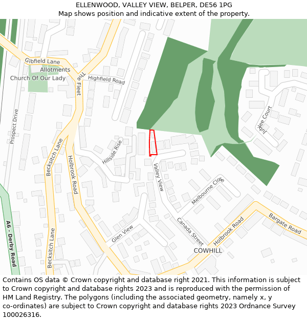 ELLENWOOD, VALLEY VIEW, BELPER, DE56 1PG: Location map and indicative extent of plot